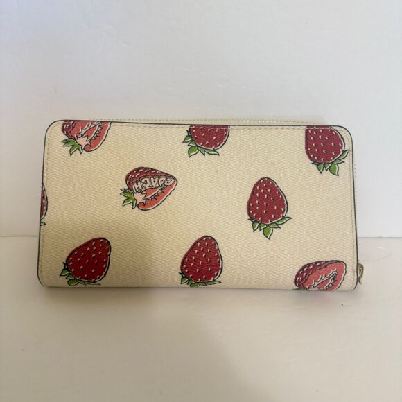coach Long Zip Around Wallet With Strawberry Print cao90 - Picture 3 of 7